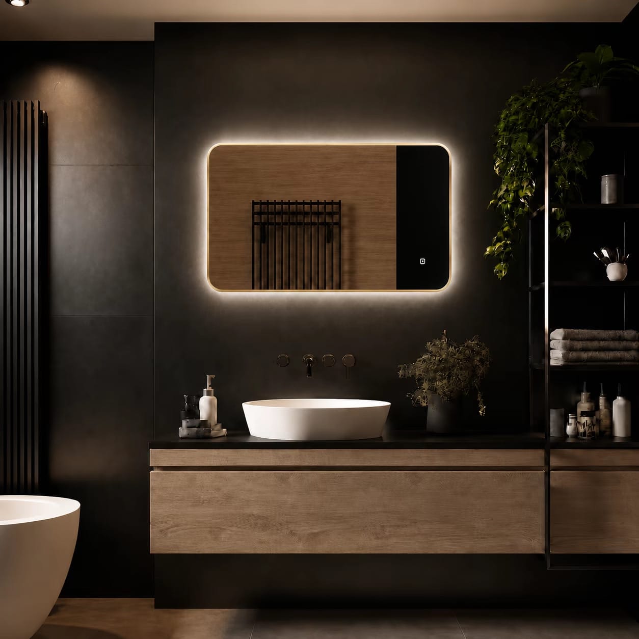 Badkamerspiegel Marbella 80×60 , met gouden lijst.