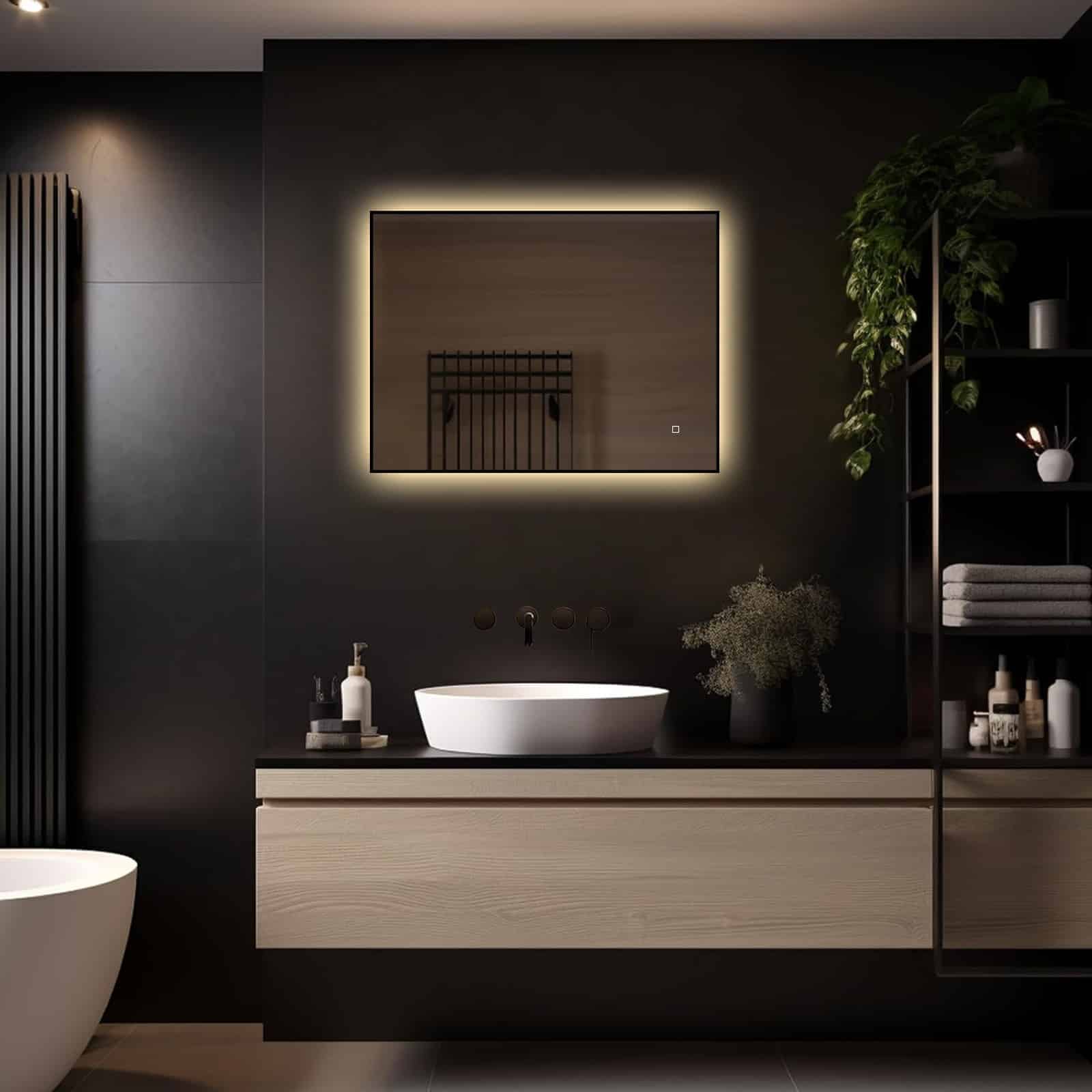 Badkamerspiegel Sorento 80×60, met zwarte lijst