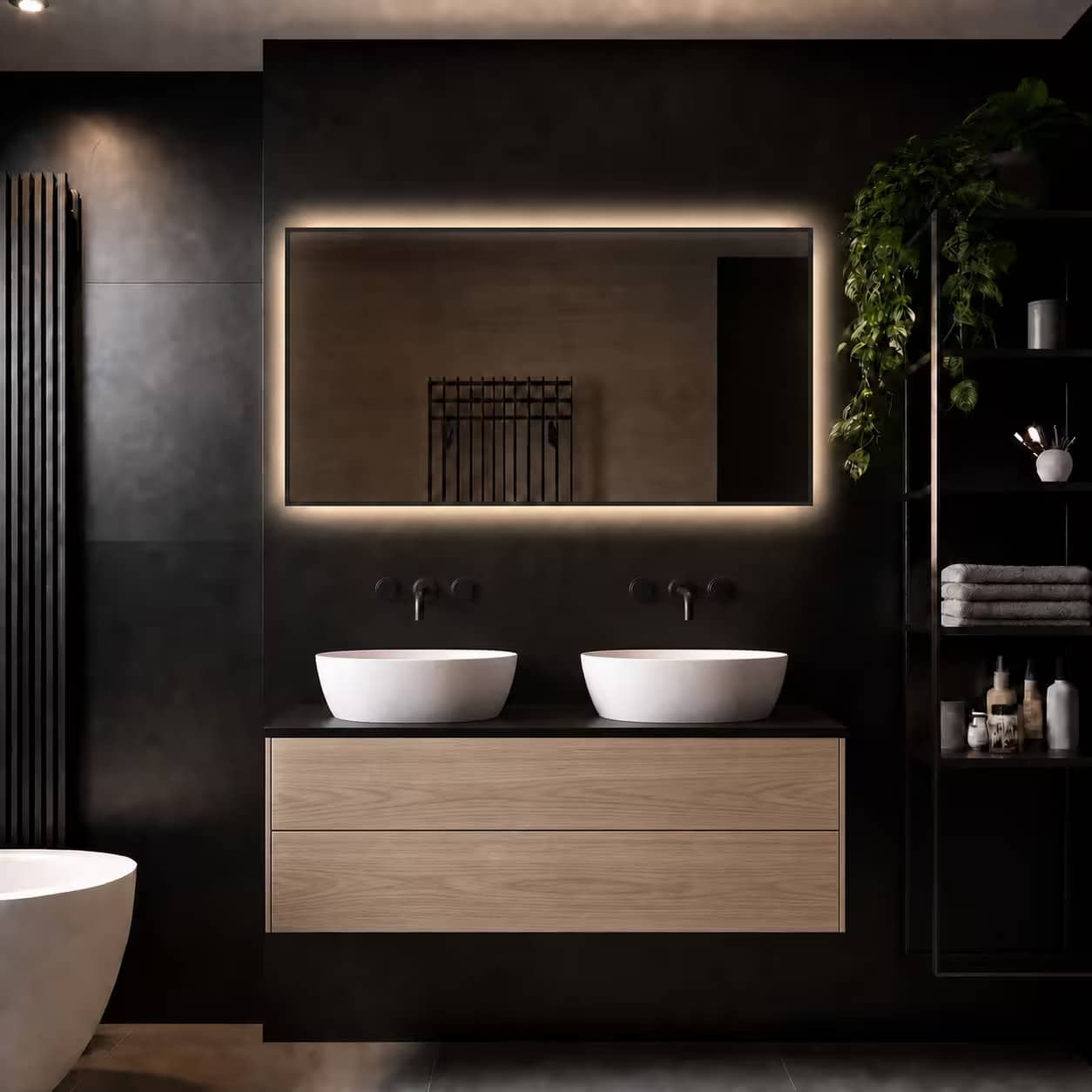 Badkamerspiegel Sorento 120×60, met zwarte lijst