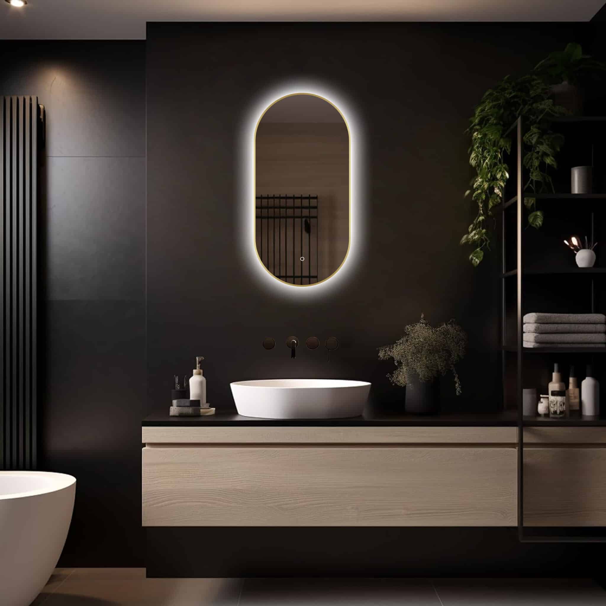 Badkamerspiegel Aurelia 40×80, met gouden lijst