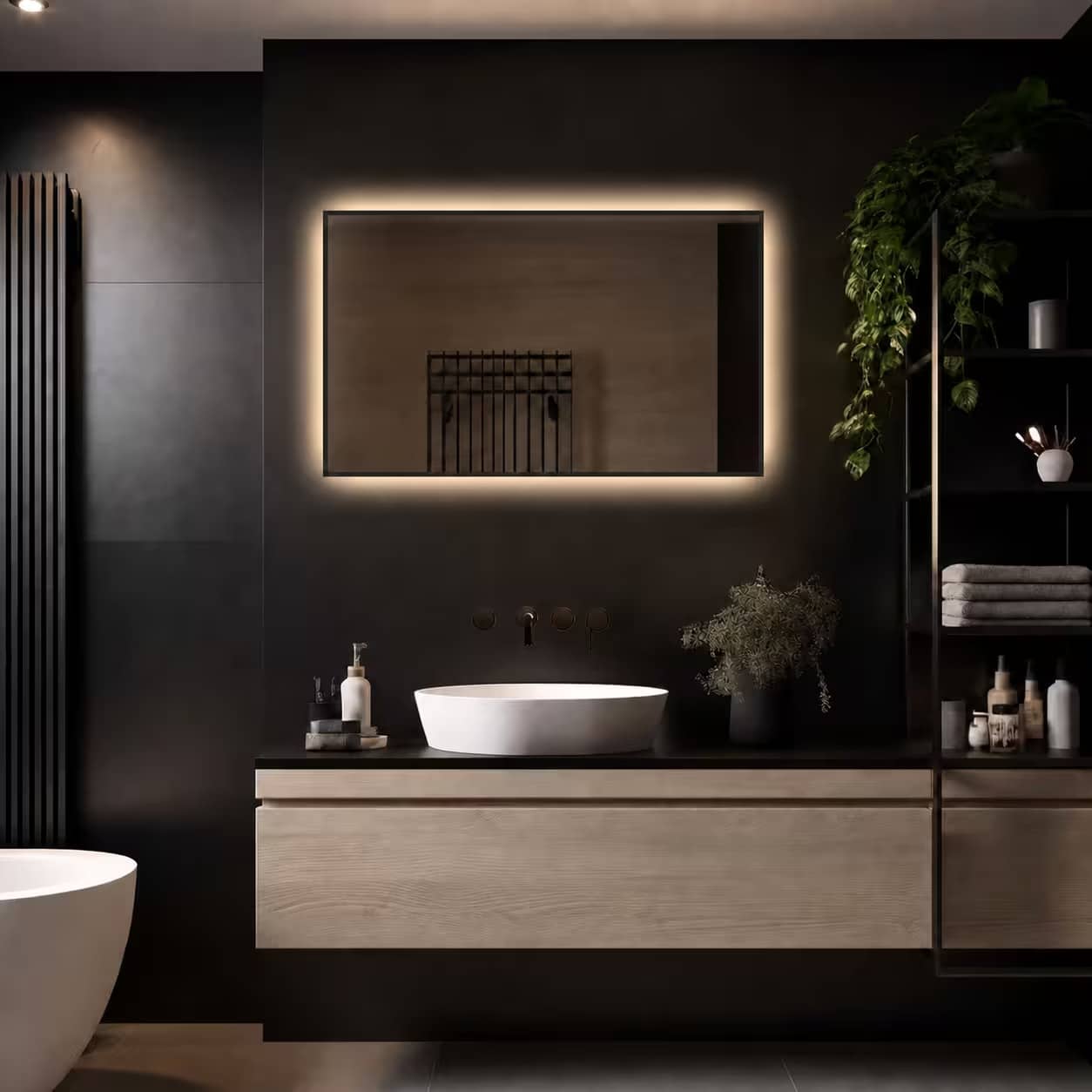 Badkamerspiegel Sorento 100×60, met zwarte lijst