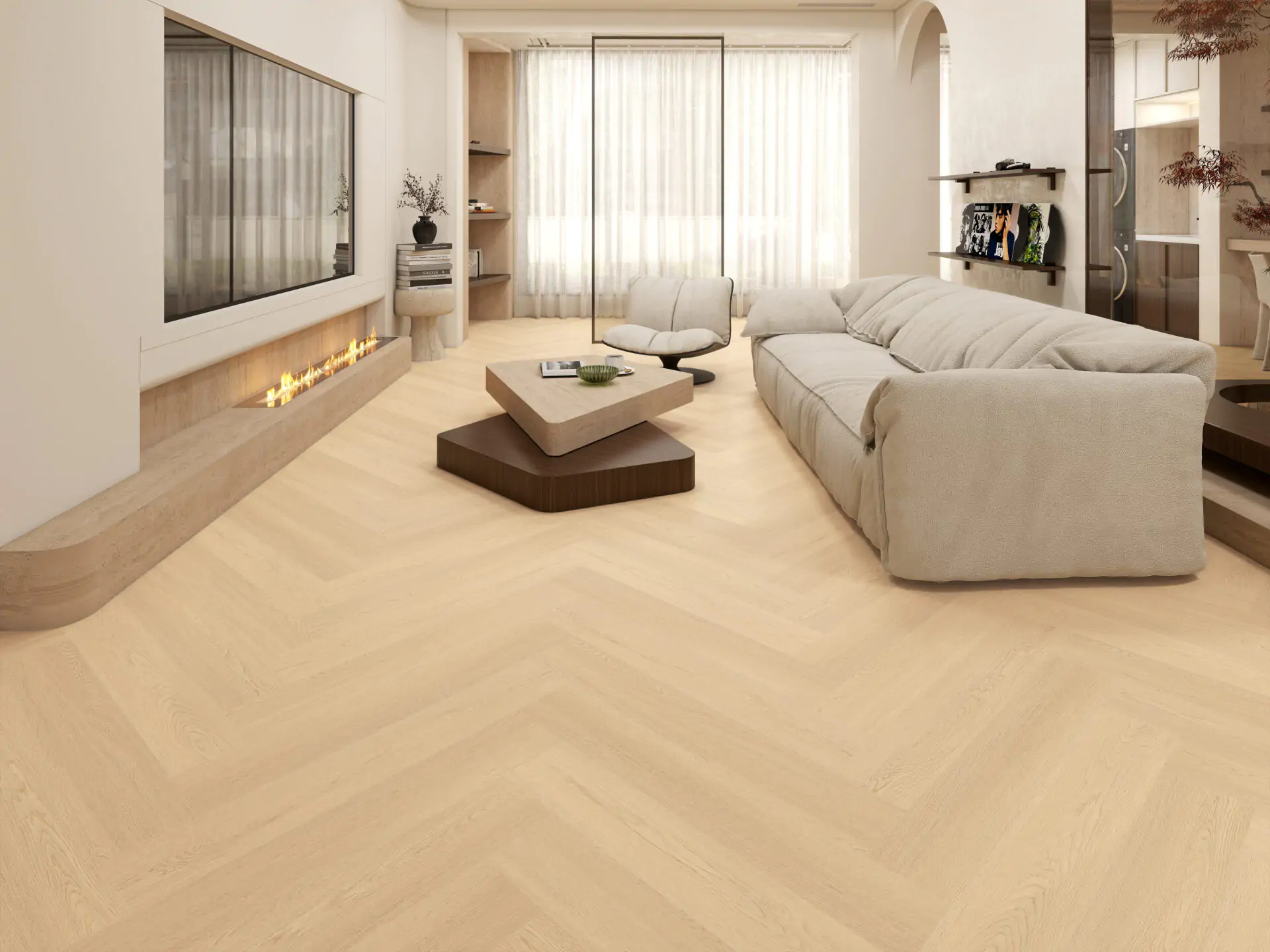 Maison Royale Collection Plak PVC Visgraat XL Sand Oak