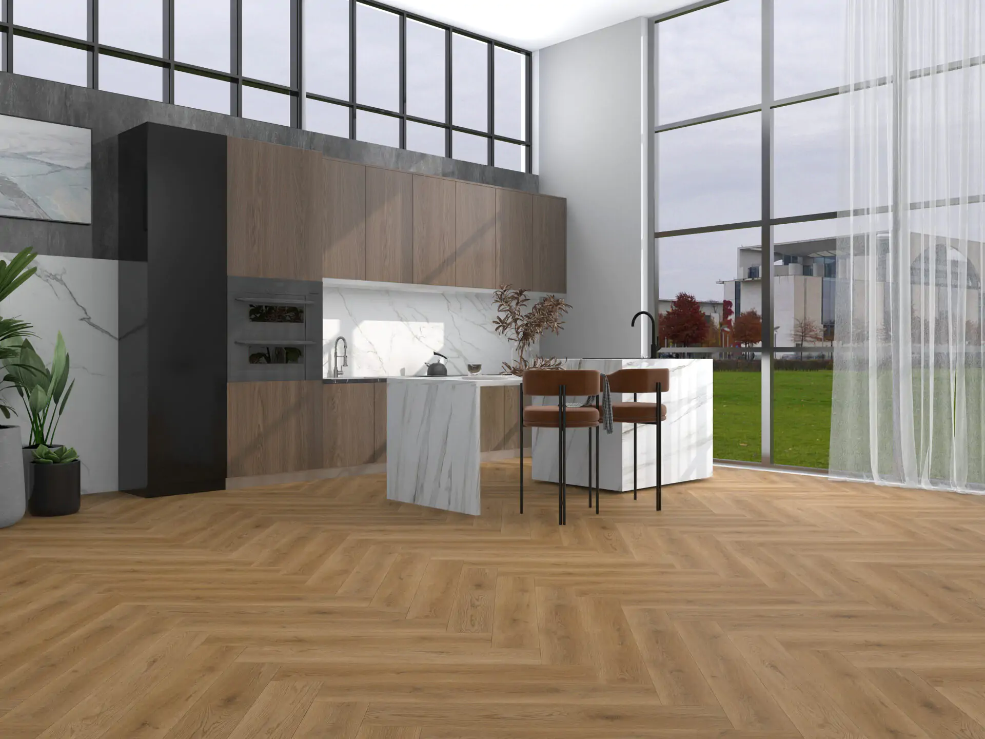 Maison Royale Collection Visgraat XL Click PVC Warm Brown Oak Met Geintegreerde Ondervloer