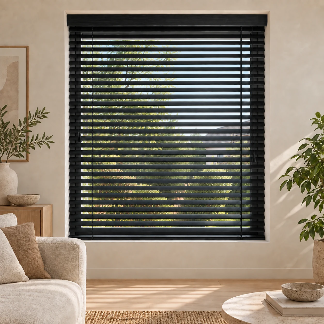 Houten Jaloezie 25 mm – Diepzwart