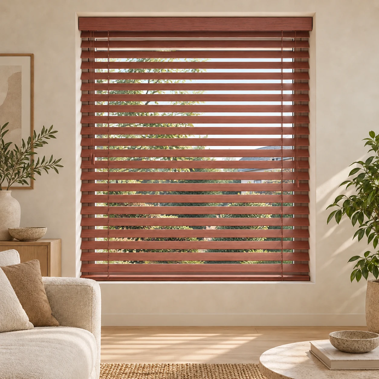 Houten Jaloezie 50 mm – Teak Gloed