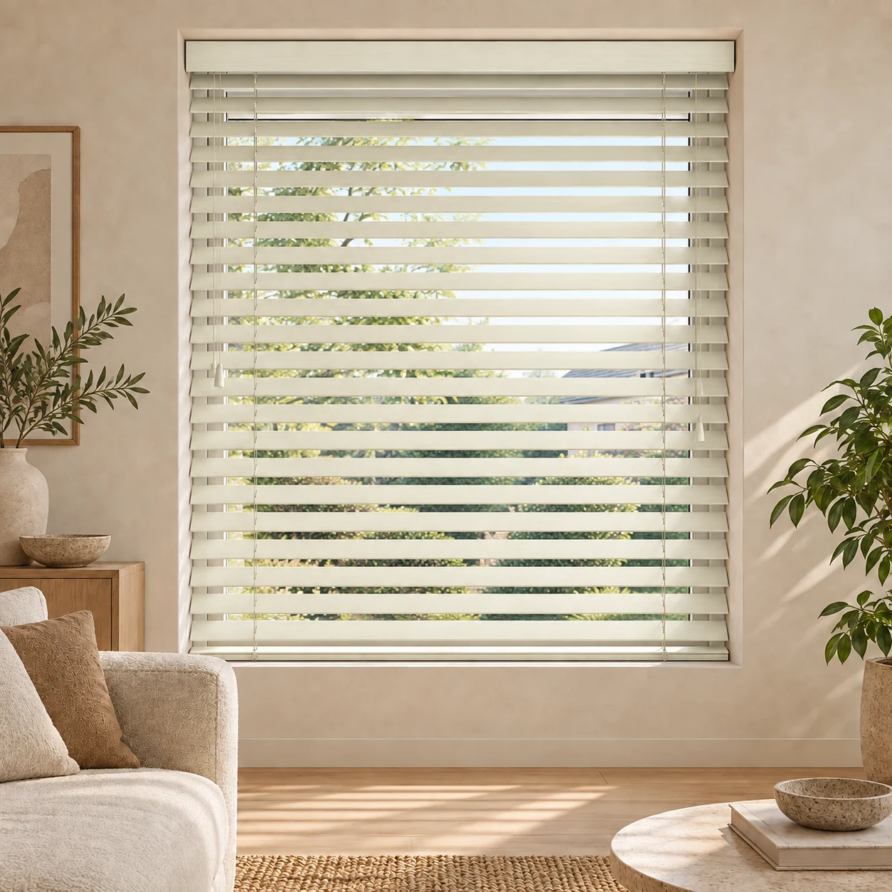 Houten Jaloezie 50 mm – Linnencrème