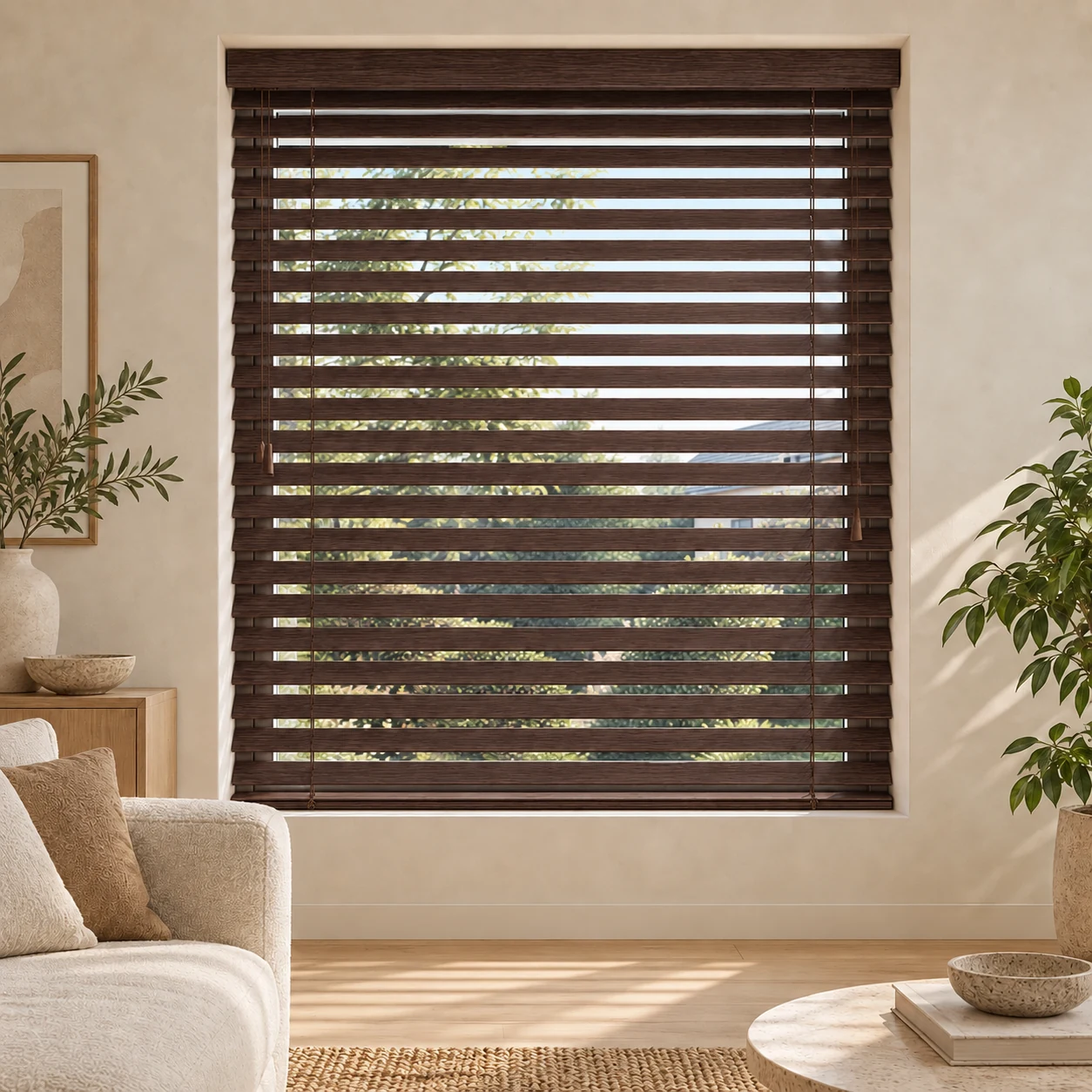 Houten Jaloezie 50 mm – Diep Walnoot