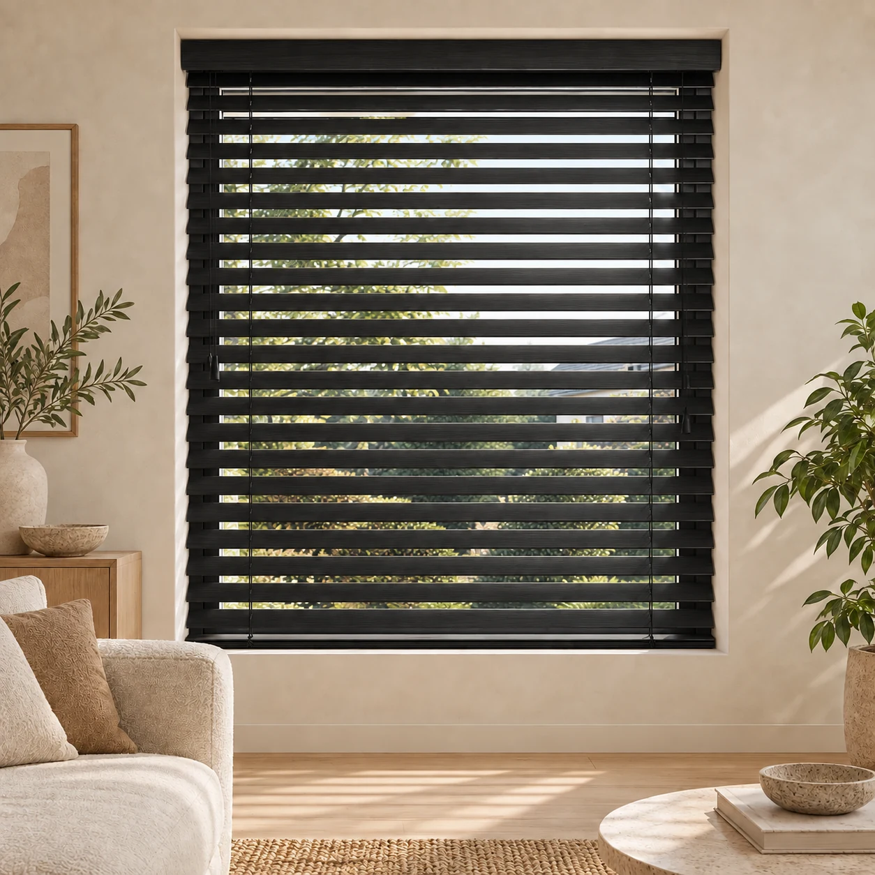 Houten Jaloezie 50 mm – Obsidiaanzwart