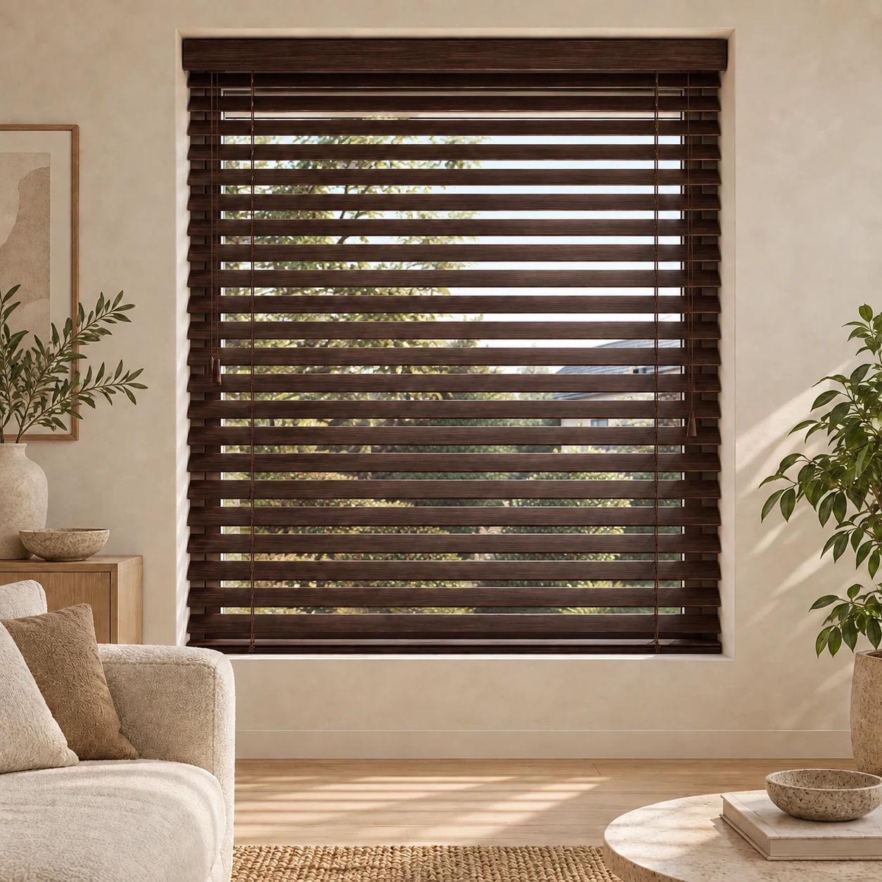 Houten Jaloezie 50 mm – Antiek Koffiebruin